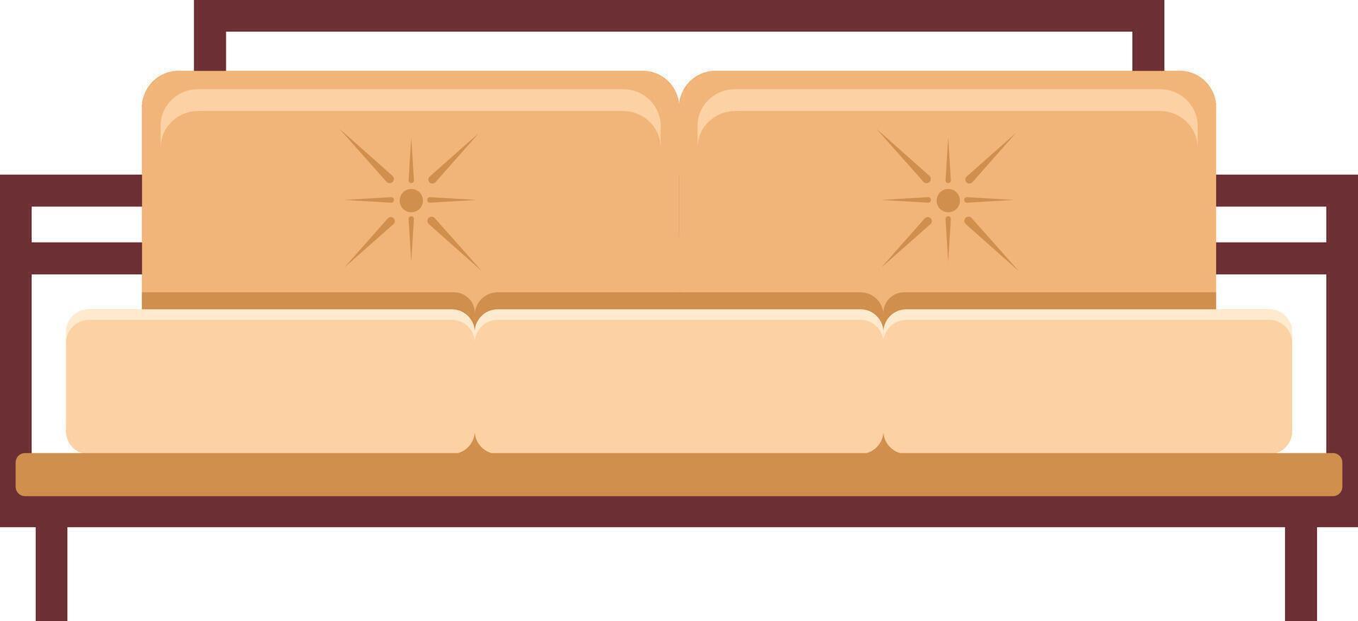 Soft, comfortable beige sofa with cushions and a sturdy wooden frame creates an inviting space for relaxation and rest in a stylish and modern living room vector