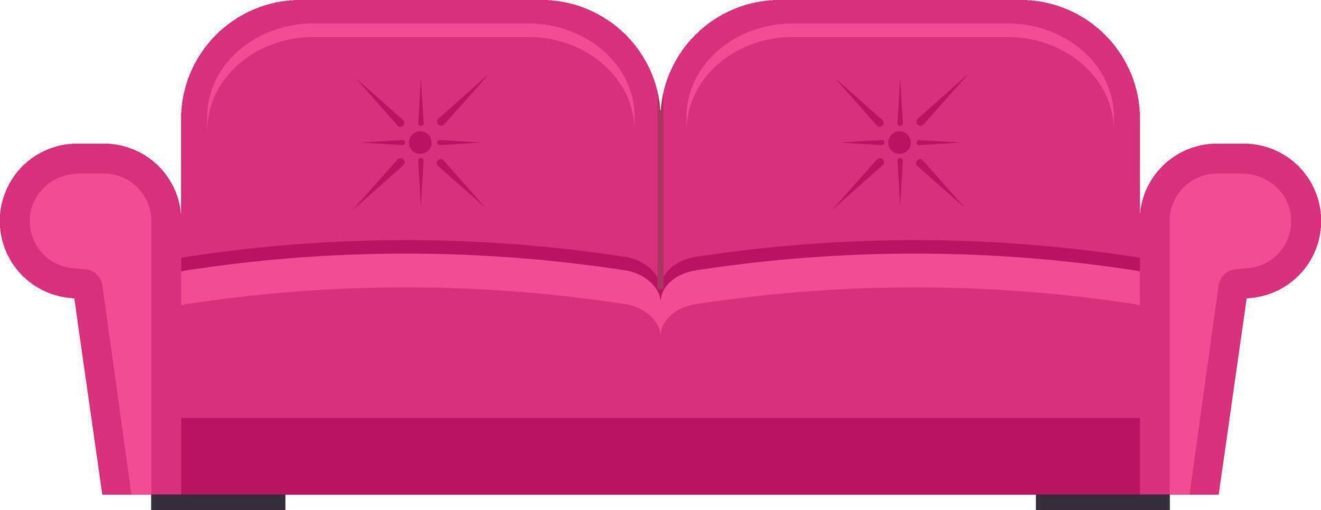 Comfortable pink sofa with decorative stitching adding a touch of elegance and style to any living room or lounge area, creating a welcoming atmosphere for relaxation vector