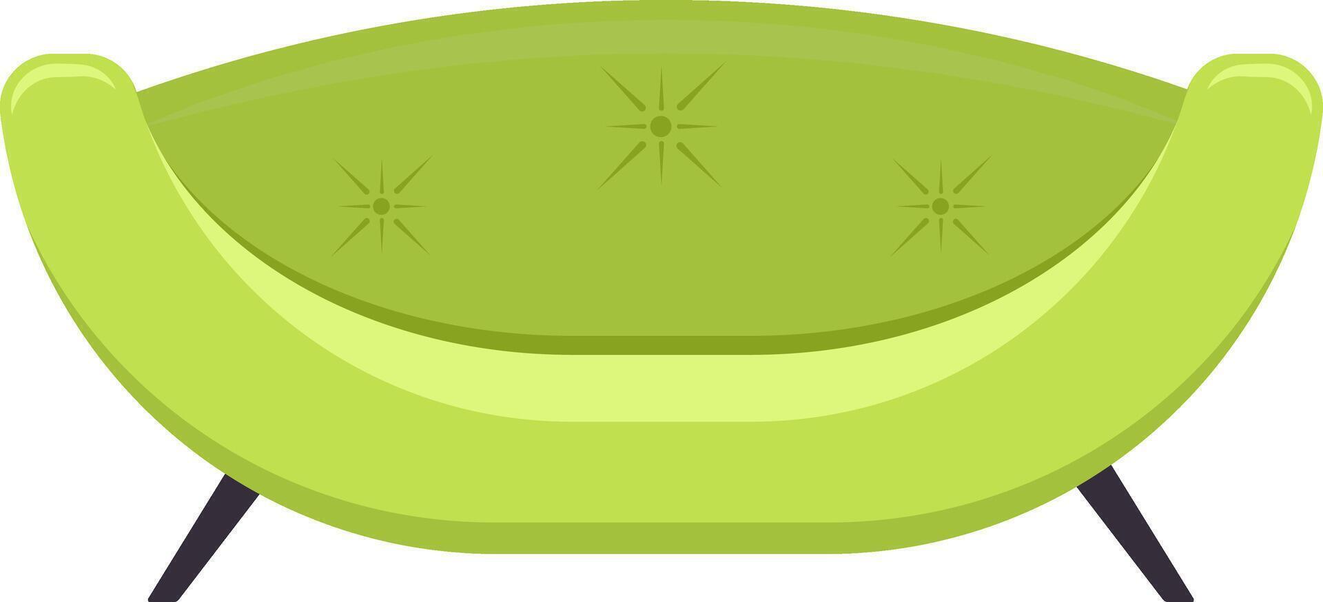 Comfortable and stylish, the green sofa features distinctive star shaped buttons, enhancing the unique design and adding a vibrant touch to any living space or modern interior vector