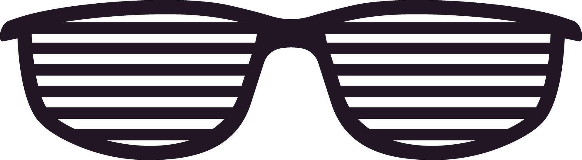 Stylish horizontal black and white striped shutter shades sunglasses capturing a retro aesthetic, drawing inspiration from the vibrant fashion and pop culture of the 1980s vector