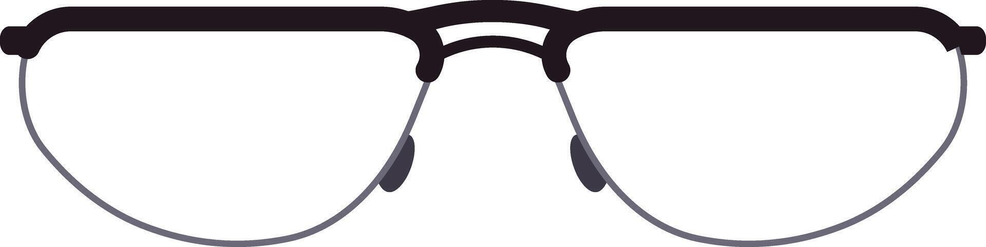Rimless eyeglasses featuring a sleek black top frame are showcased against a white backdrop, presenting a stylish and minimalist eyewear design vector