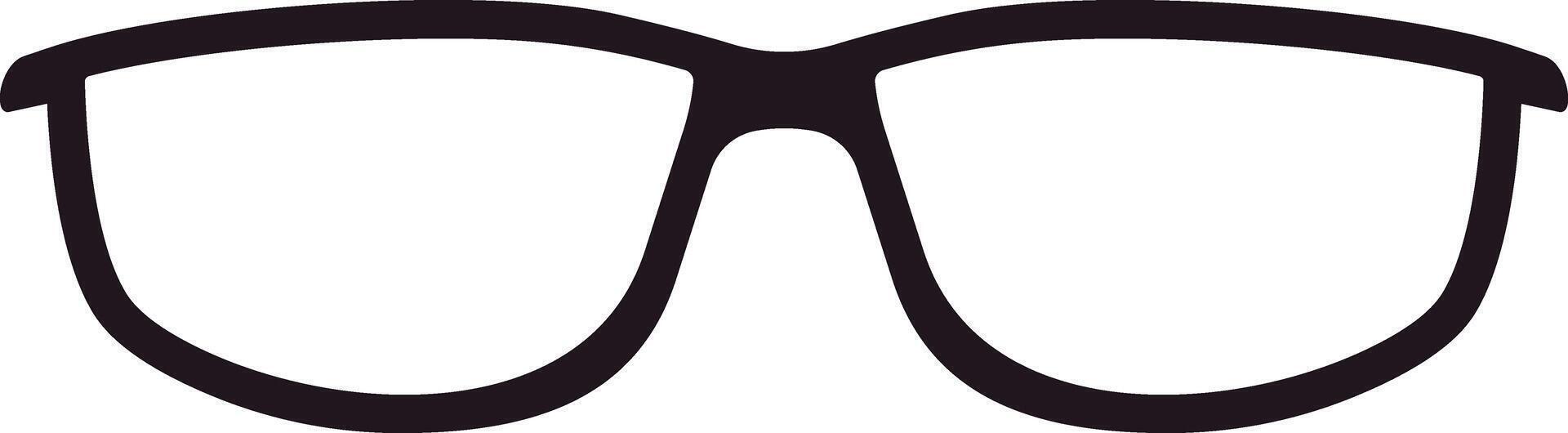 Simple black outline of eyeglass frames, effectively representing vision correction and fashion. Isolated on a clean white background, this design highlights style and minimalism vector