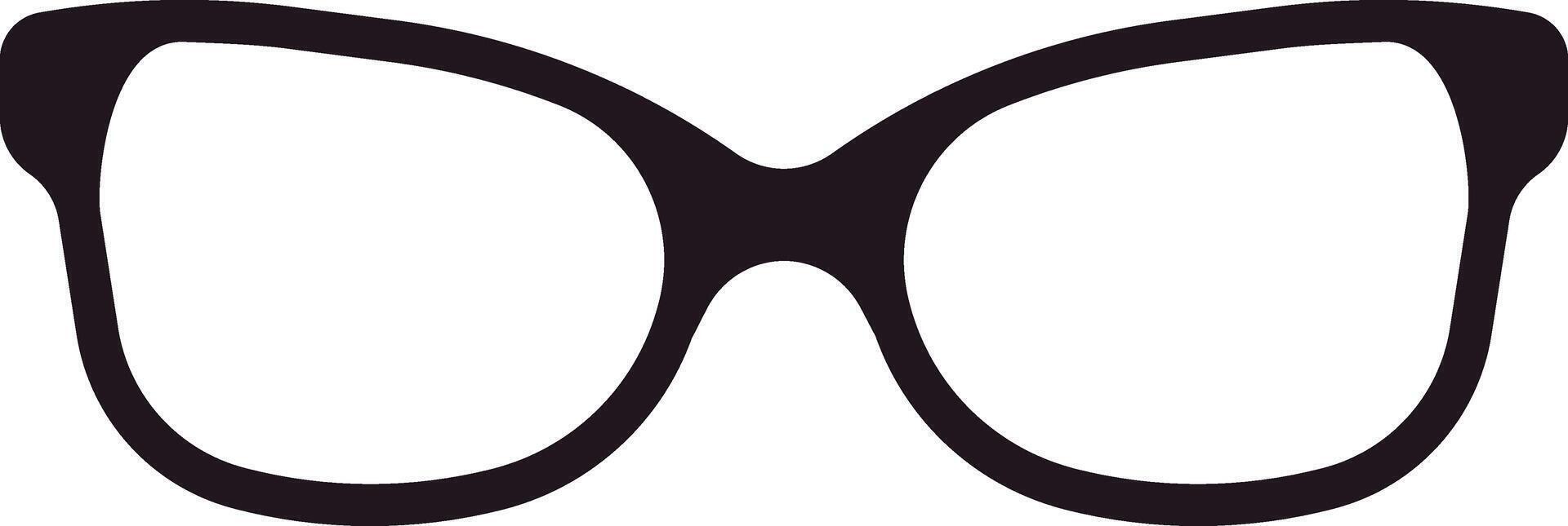 Simple black cat eye glasses frame icon represents fashion, eyesight correction, and personal style, isolated on a white background, perfect for visual aids or fashion related projects vector