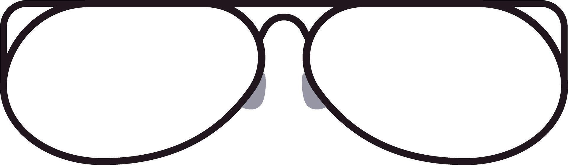 Close up illustration of stylish aviator sunglasses with clear lenses and a sleek black frame, set against a white background, highlighting fashion and personal style vector