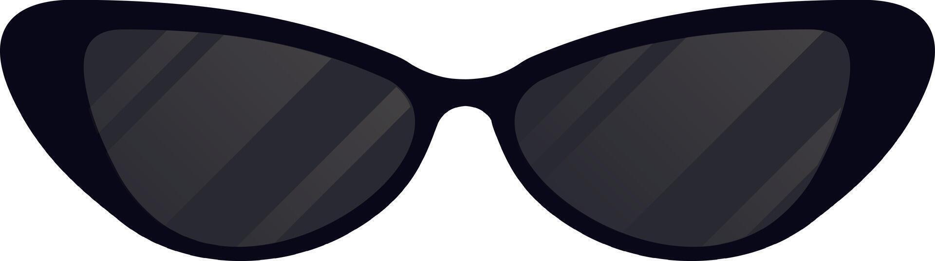 Stylish cat eye sunglasses with black frame and dark lenses, reflecting light, creating a mysterious and fashionable look, perfect for adding a touch of elegance to any outfit vector