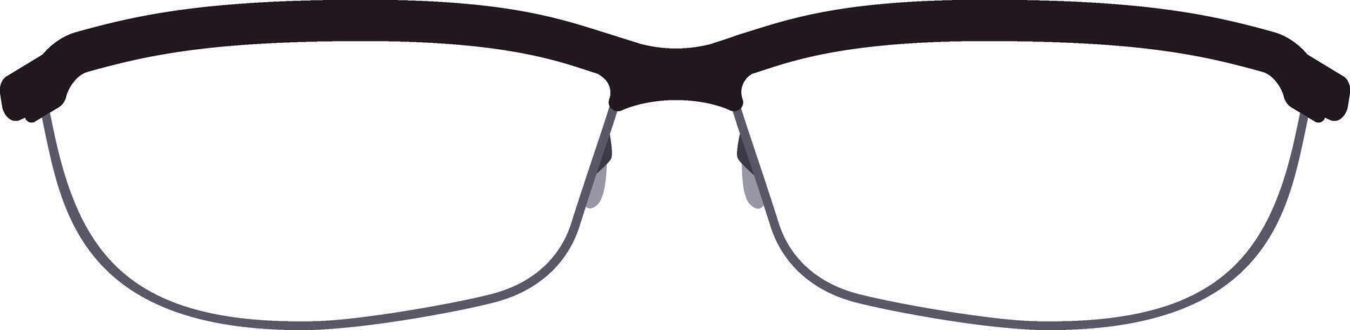 Close up view of stylish eyeglasses featuring black rims and clear lenses, presenting a modern and sophisticated aesthetic, isolated against a crisp white background vector