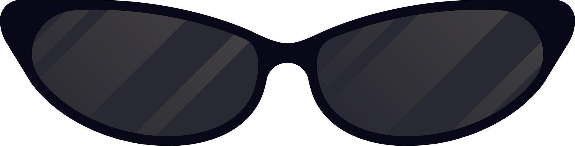 Cat eye sunglasses featuring black lenses and a sleek black frame, adding a touch of mystery and sophistication to any style, isolated on white vector