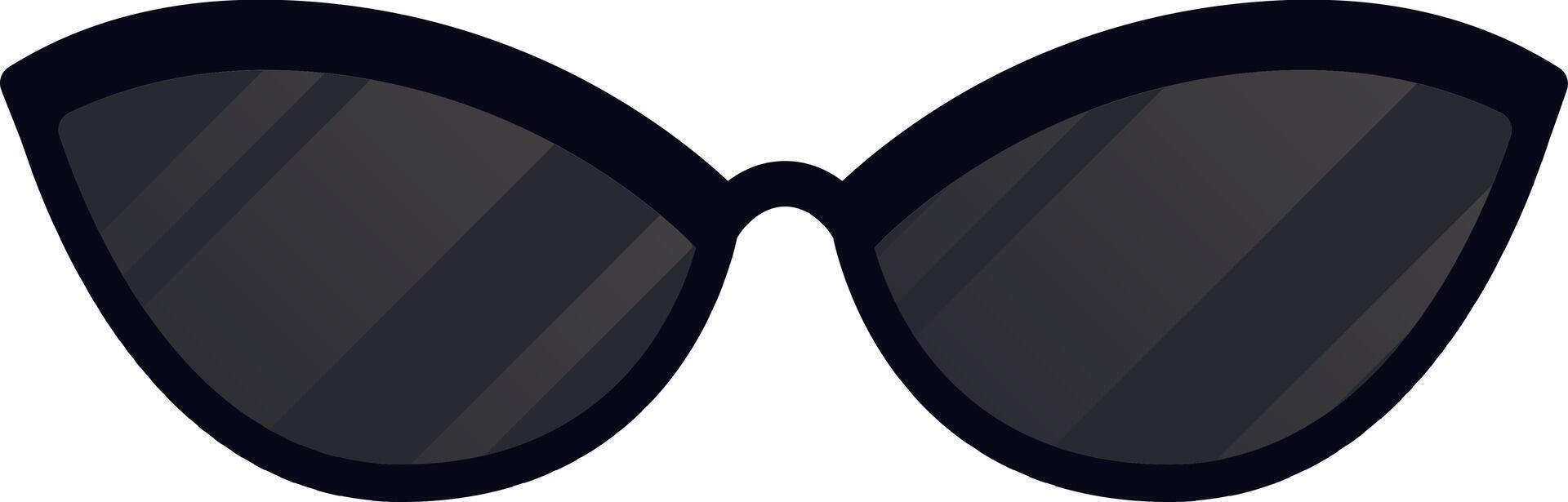 Stylish cat eye sunglasses featuring dark lenses and a sleek black frame. Providing a classic and fashionable accessory for sun protection and enhancing visual appeal. Isolated on a white background vector