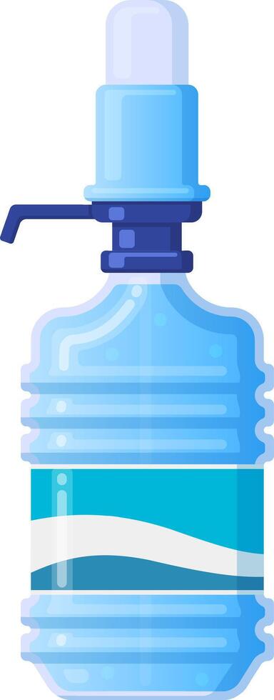 Big plastic water bottle featuring a pump dispenser, placed on a white background, providing refreshing and pure hydration, perfect for home or office environments vector