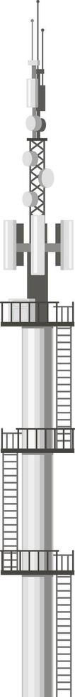 Telecommunication tower reaching high with multiple antennas and platforms for maintenance, symbolizing connectivity and network infrastructure vector