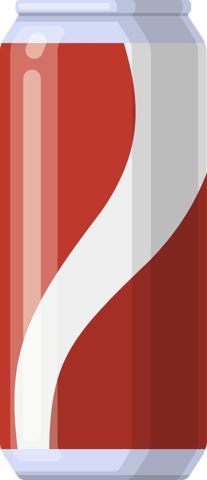 Aluminum can featuring a vibrant red and white wave design, embodying a refreshing carbonated soft drink, ideal for satisfying thirst during hot summer days vector