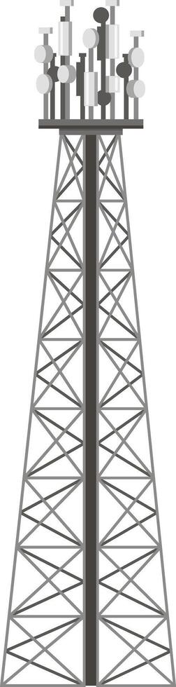 Telecommunication tower with various antennas transmitting signals, ensuring network coverage and connectivity in a modern communication infrastructure vector