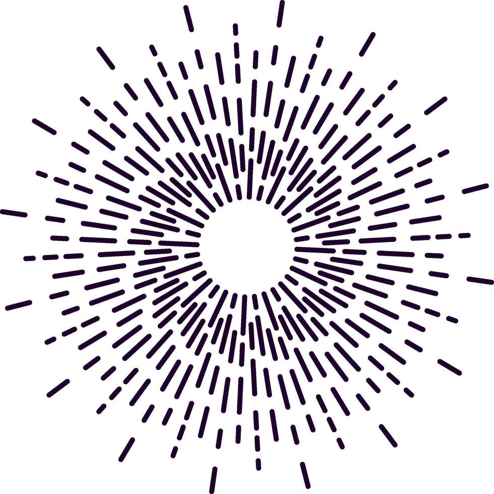 Hypnotic radial lines emanating from center creating starburst or sunburst effect, ideal for backgrounds, logos, and graphic design projects vector