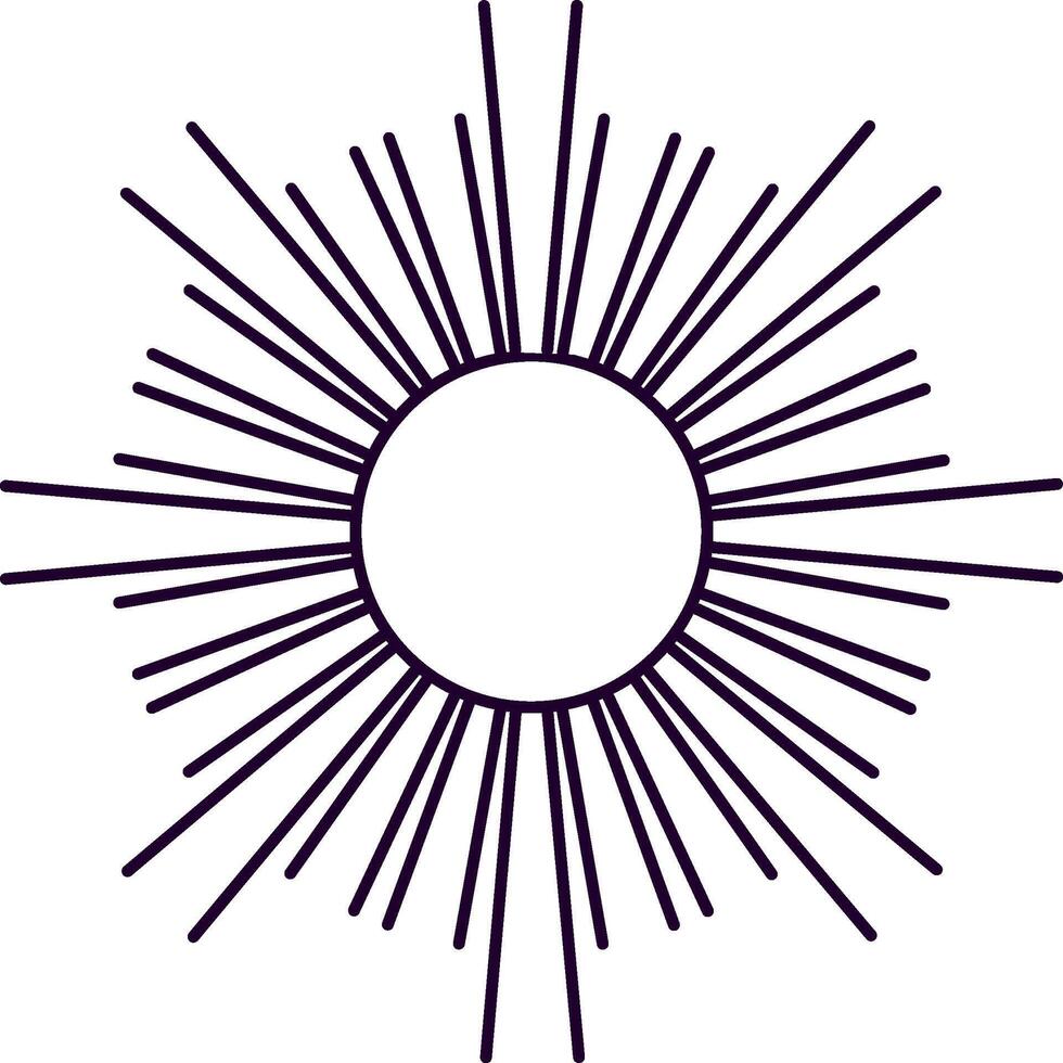 Minimalist illustration featuring a stylized sun radiating vibrant rays of light, perfect for projects focused on nature, energy, and the warmth of summer vector