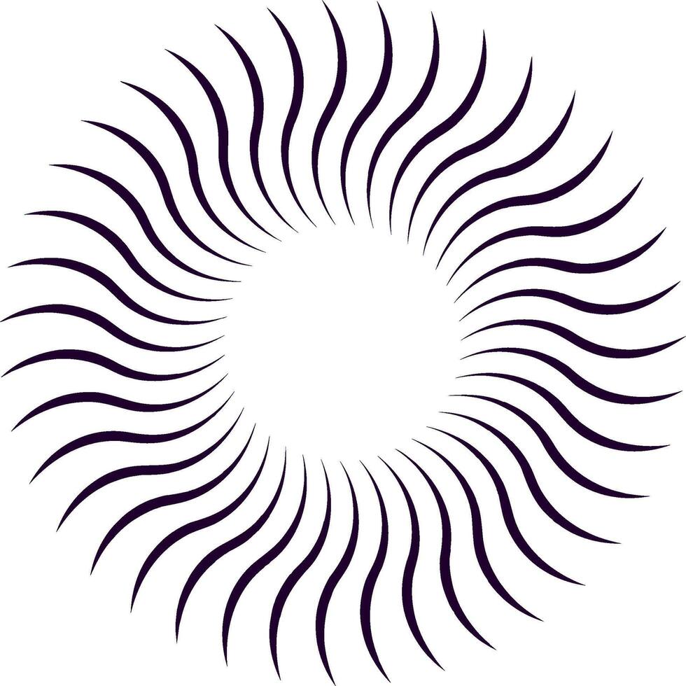 Circular frame featuring purple wavy lines converging towards the center against a white background, creating a captivating and mesmerizing visual effect that draws the eye vector