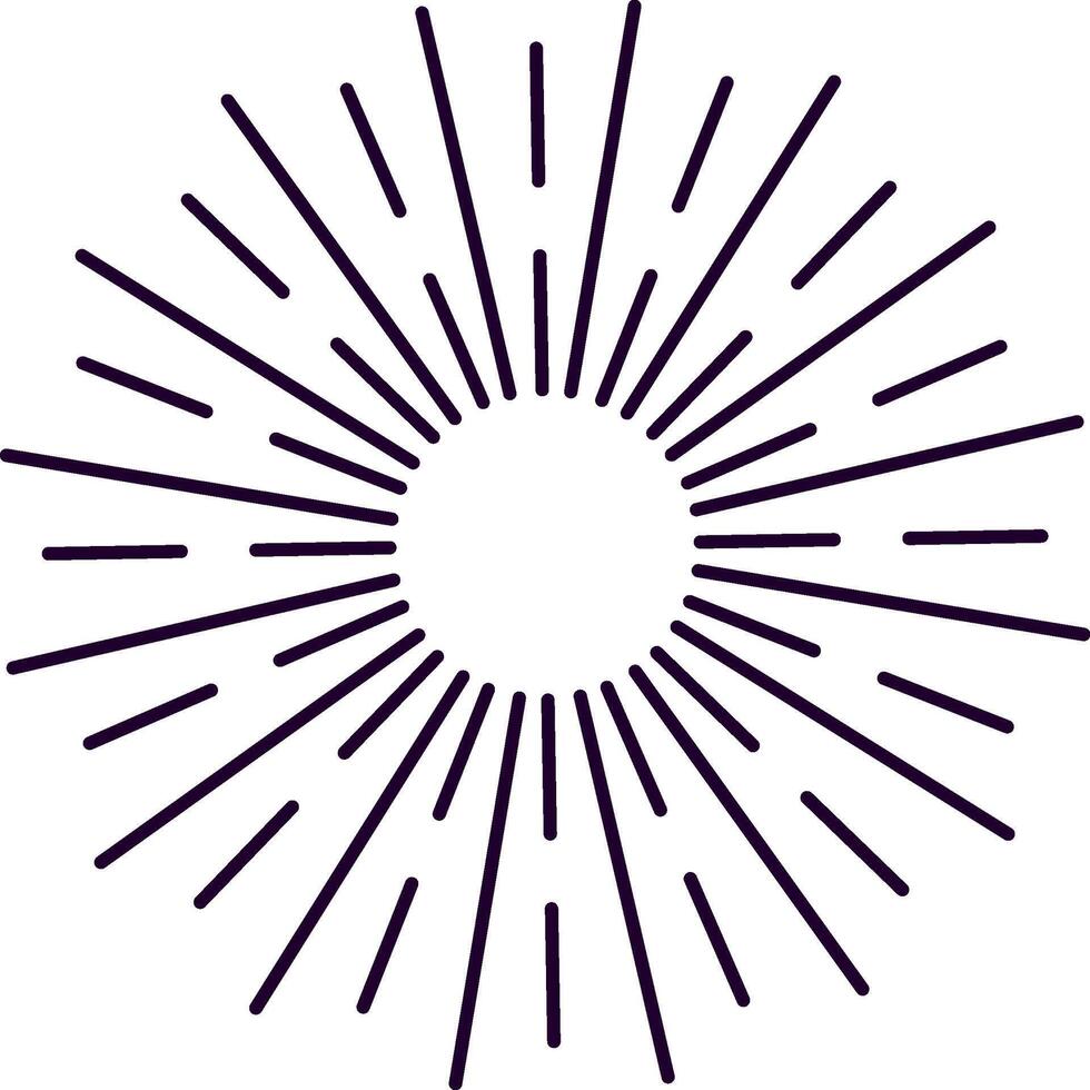 Sunburst design with radiating lines emanating from a central circle, creating a dynamic and energetic visual effect, suitable for various design applications vector