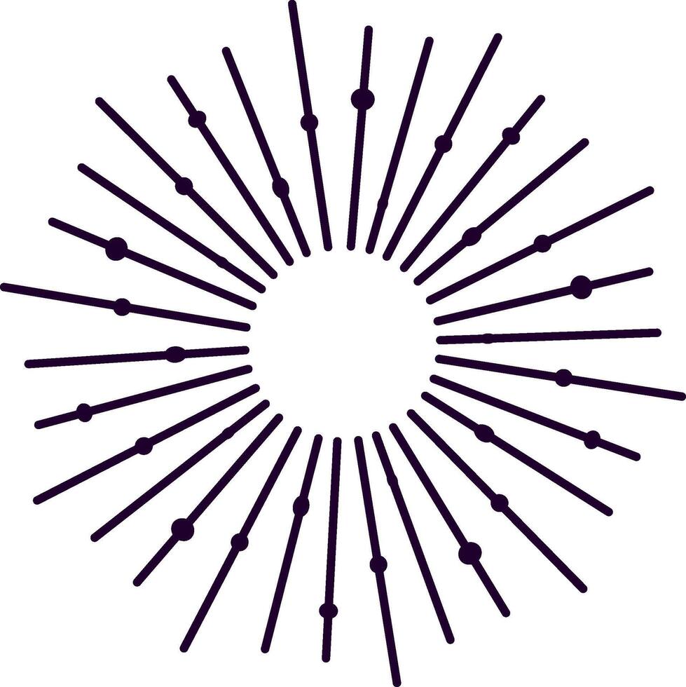 Circular sunburst design radiating dotted lines from the center creates a nostalgic, vintage vibe, ideal for enhancing retro themed projects with its classic and elegant style vector