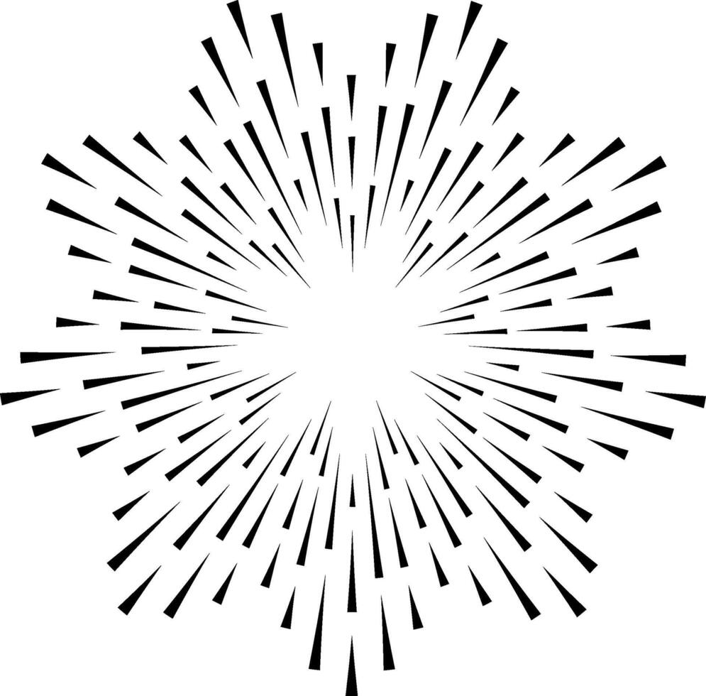Radial lines are converging towards center creating starburst effect, ideal for backgrounds, posters, and graphic design projects featuring speed, energy, and movement vector