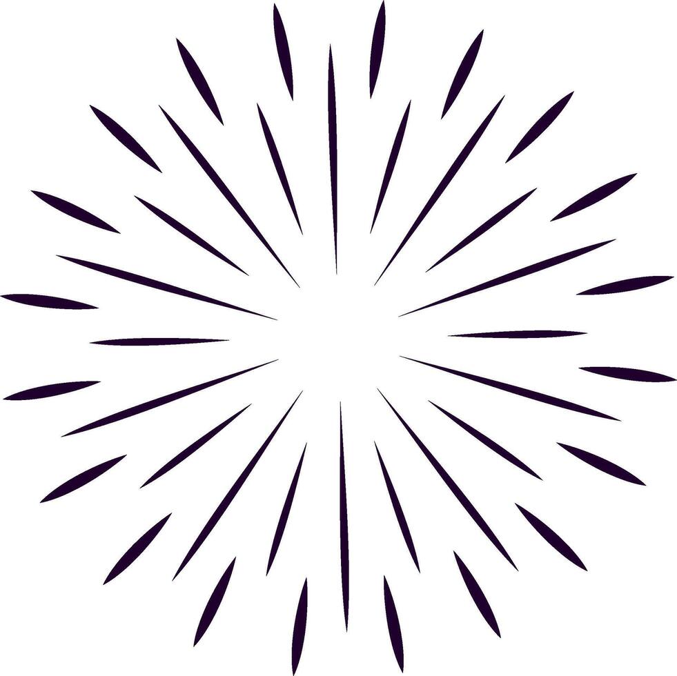 Hand drawn radial lines are radiating from the center creating a dynamic starburst or sunburst effect, perfect for backgrounds, logos, and design elements vector