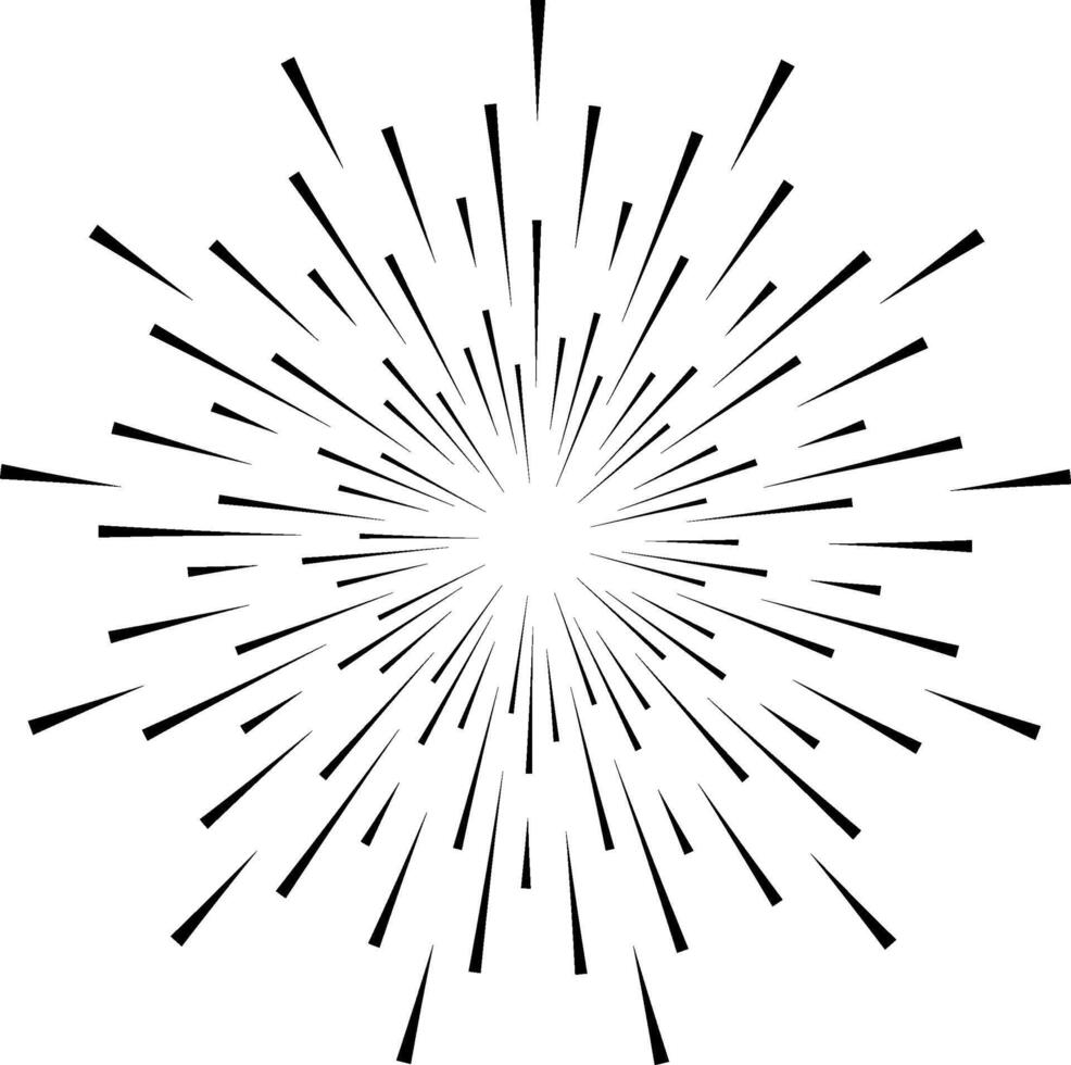 Concentrated speed lines spreading out from the center of the composition, creating a dynamic and energetic visual effect resembling a starburst or firework explosion vector