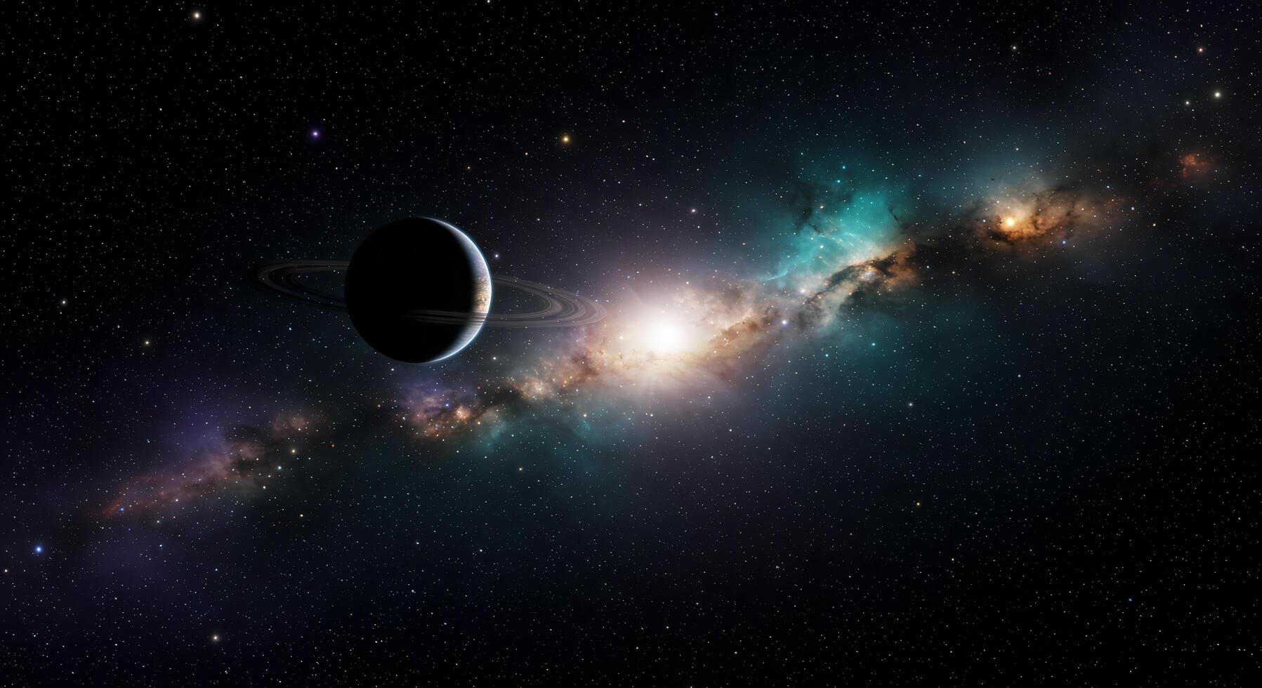 Epic Cosmic Background Featuring Rings and Galaxy photo