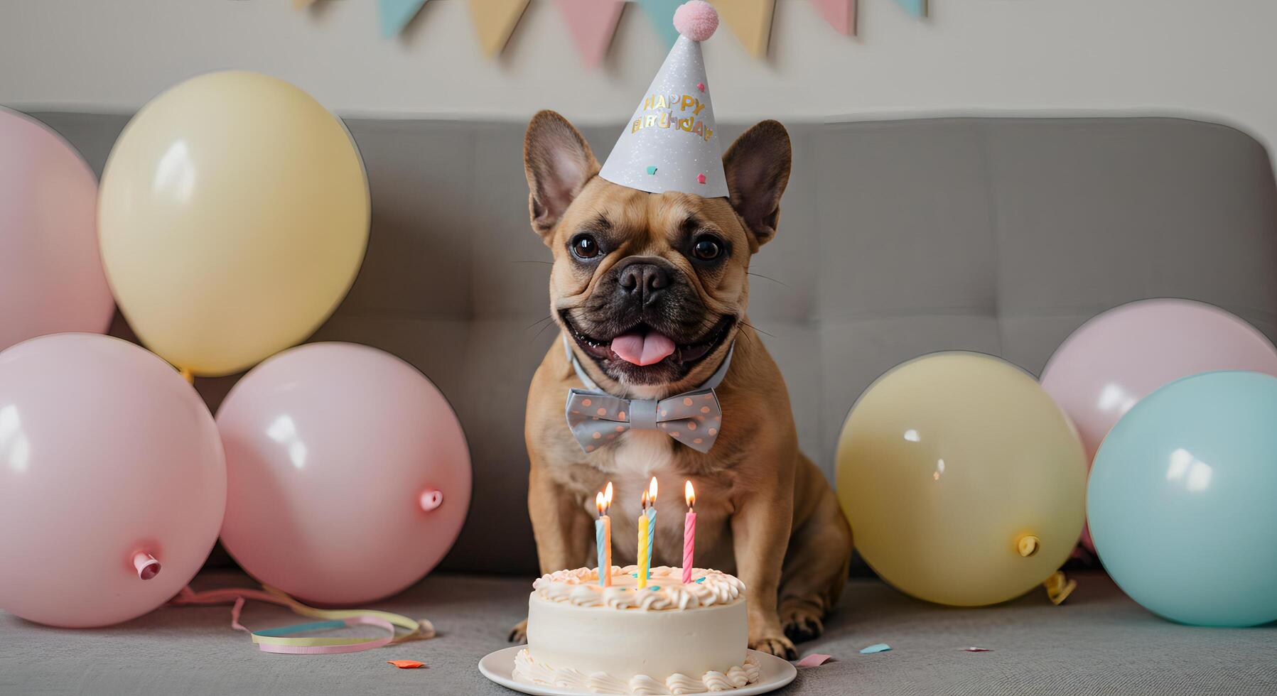 Frenchr Birthday Celebration with Cake and Decorations Image photo