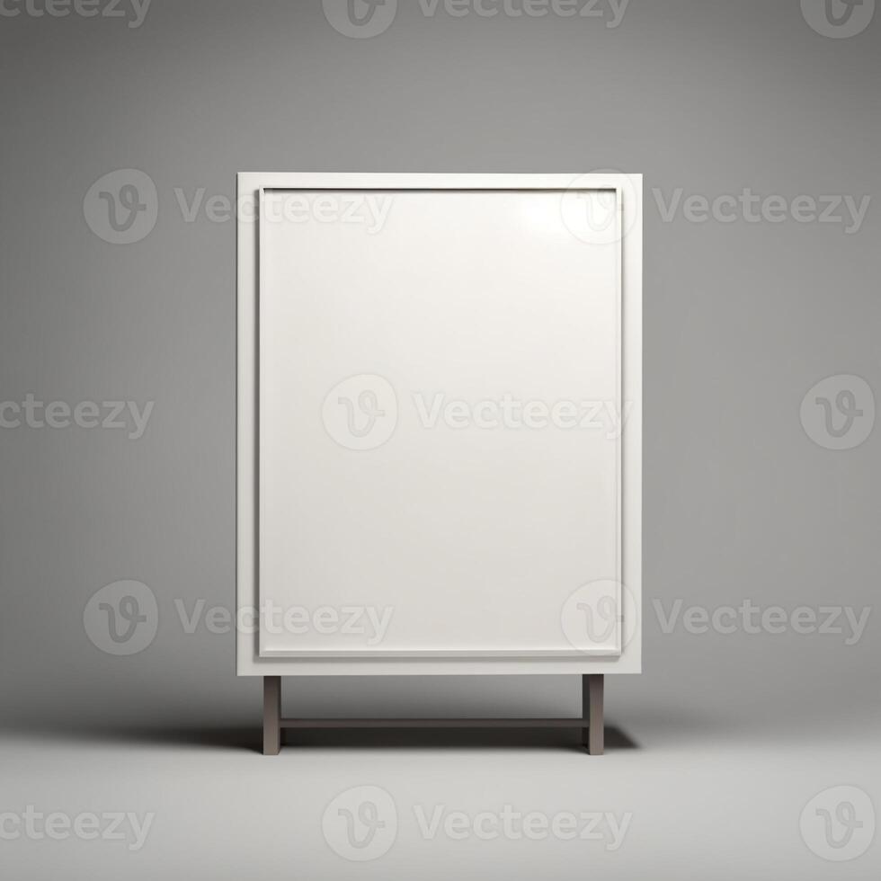 A white cabinet with a mirror on the top photo