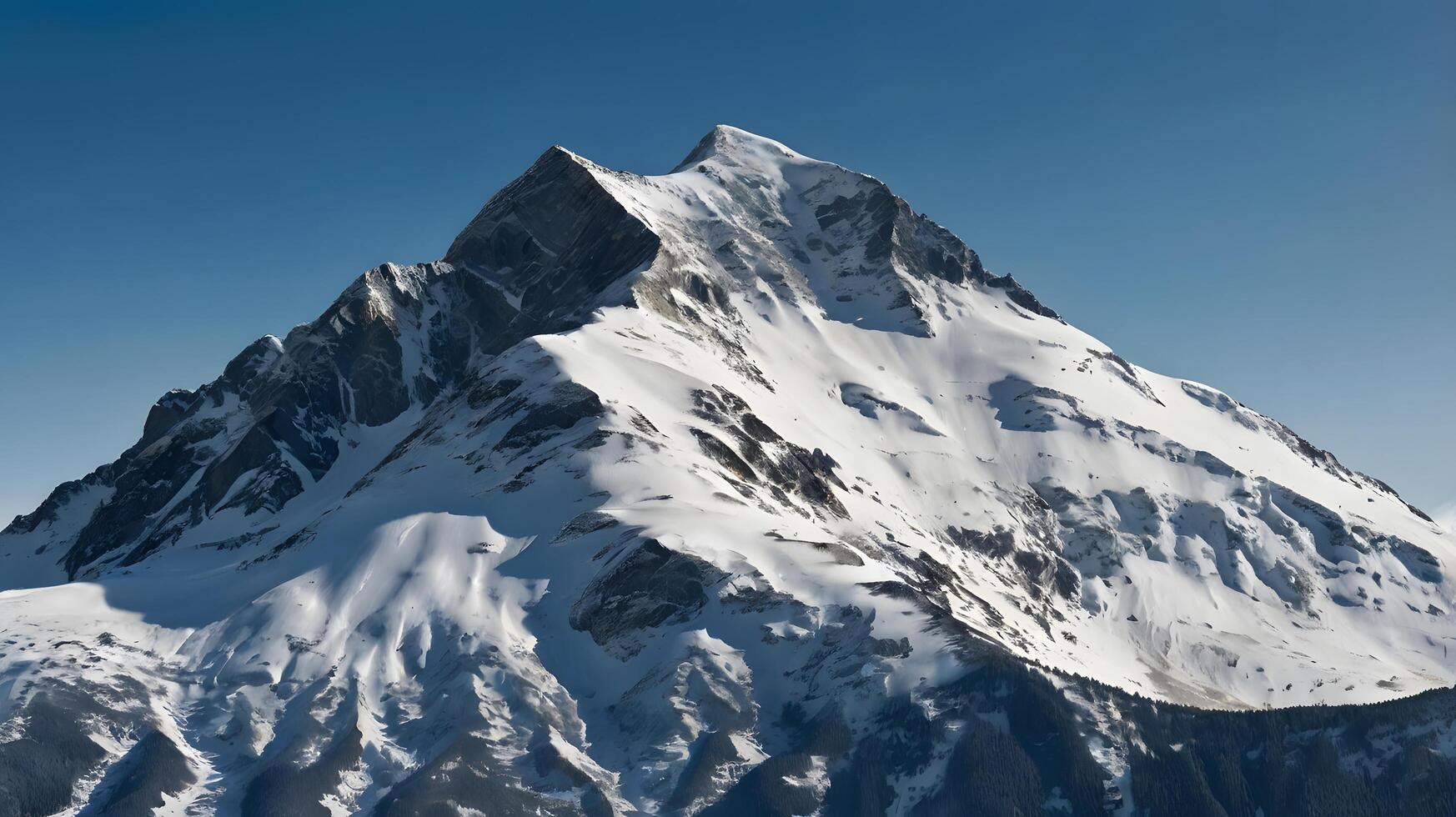 A snowy mountain peak under a clear blue sky photo