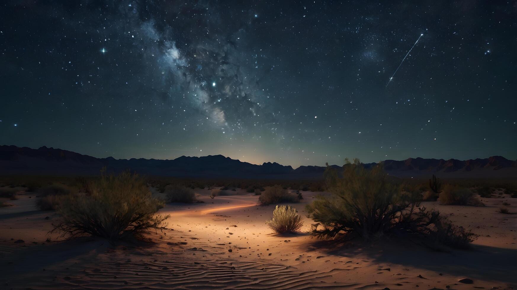 a starry night over a quiet desert photo
