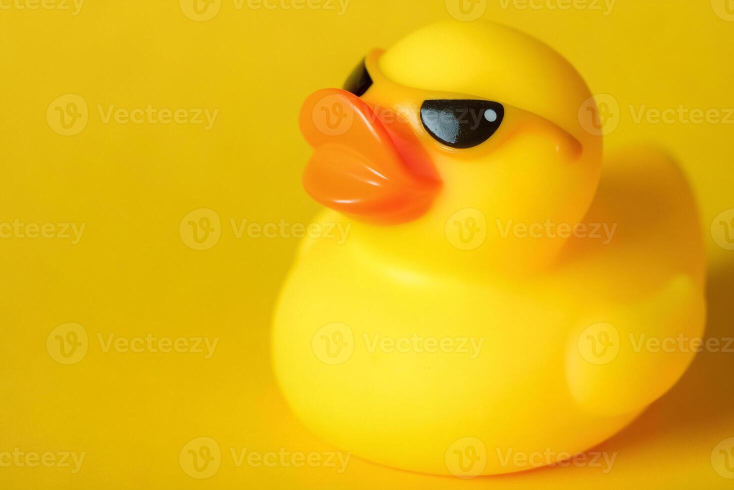 Funny Duck with Sunglasses and Cute Yellow Rubber Design in a Cool Classic Little Background Wallpaper photo