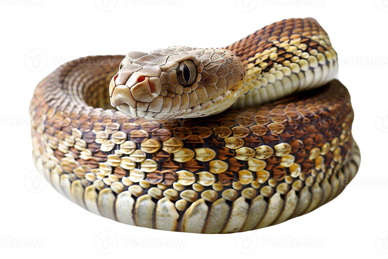A snake with its head on the ground photo