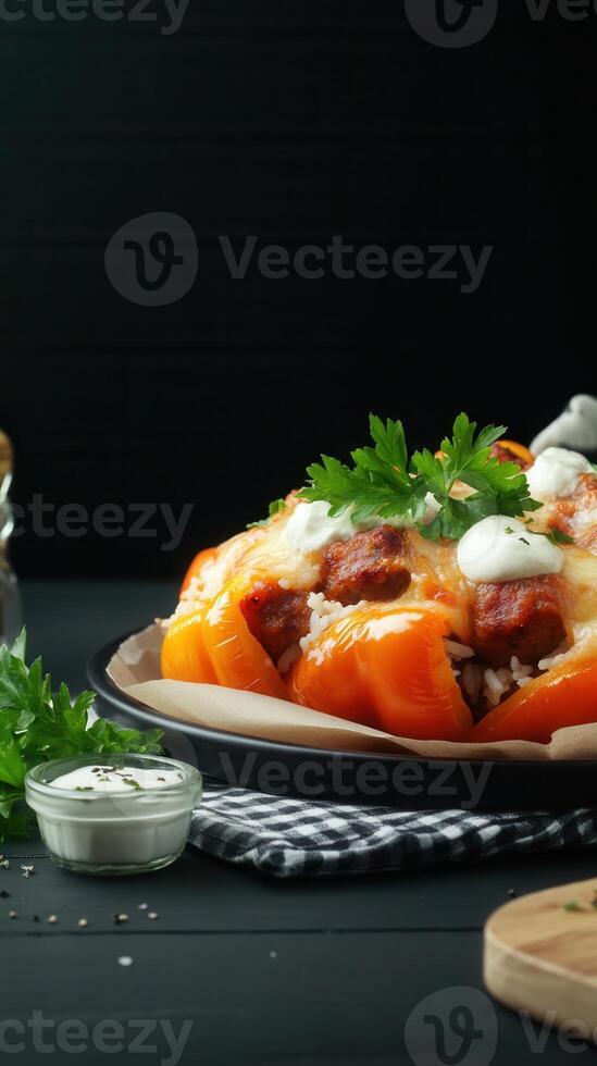 Simple yet elegant plate of food accompanied by a fork on a clean surface for a casual dining experience photo