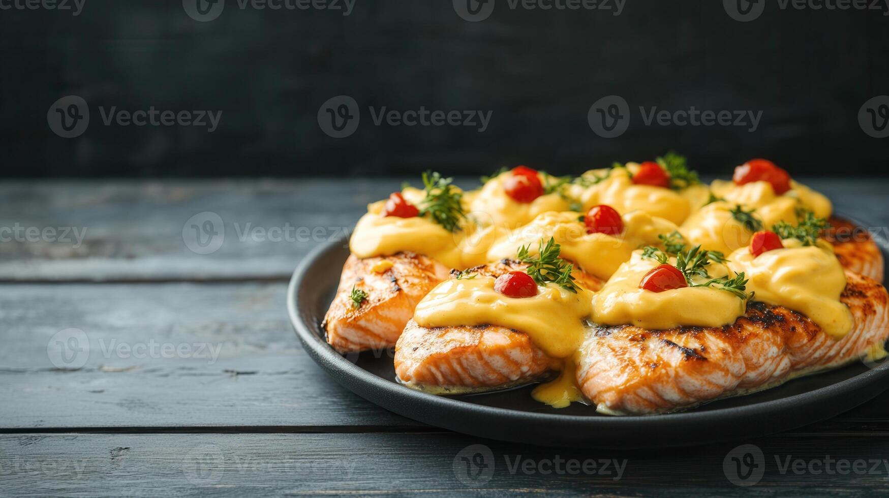A beautifully plated array of delicious food on a dining table ready to be enjoyed by family and friends photo