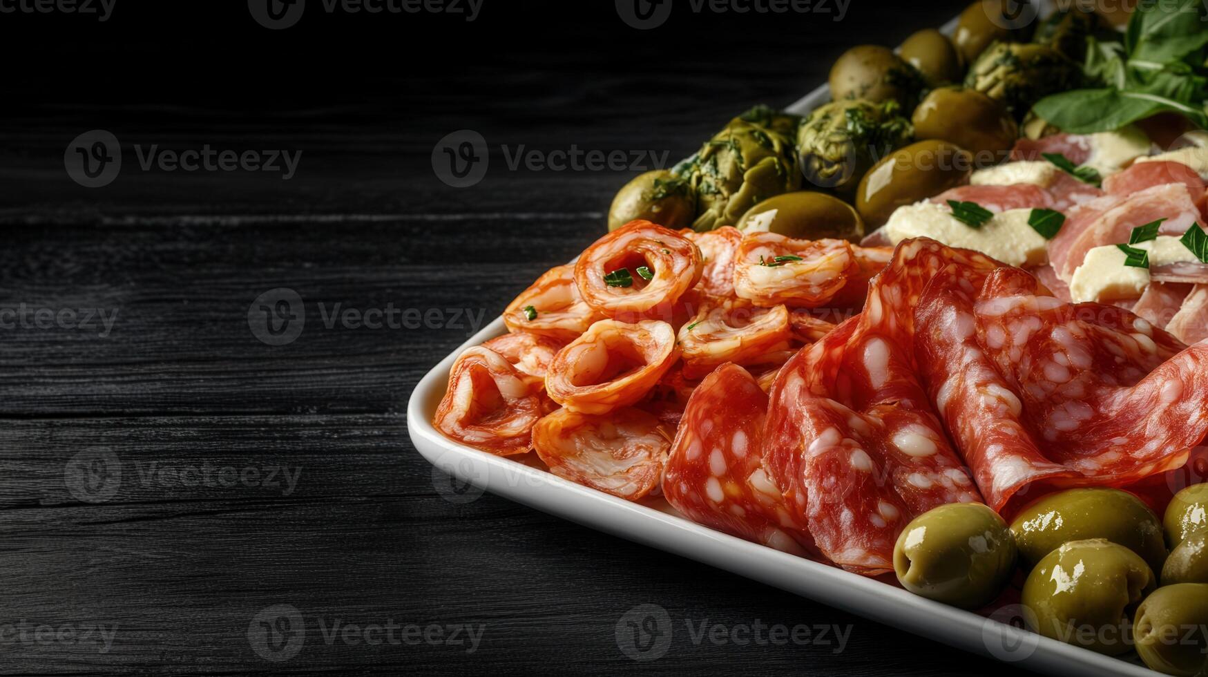A generous platter of delicious food beautifully displayed on a table for a festive gathering or event photo