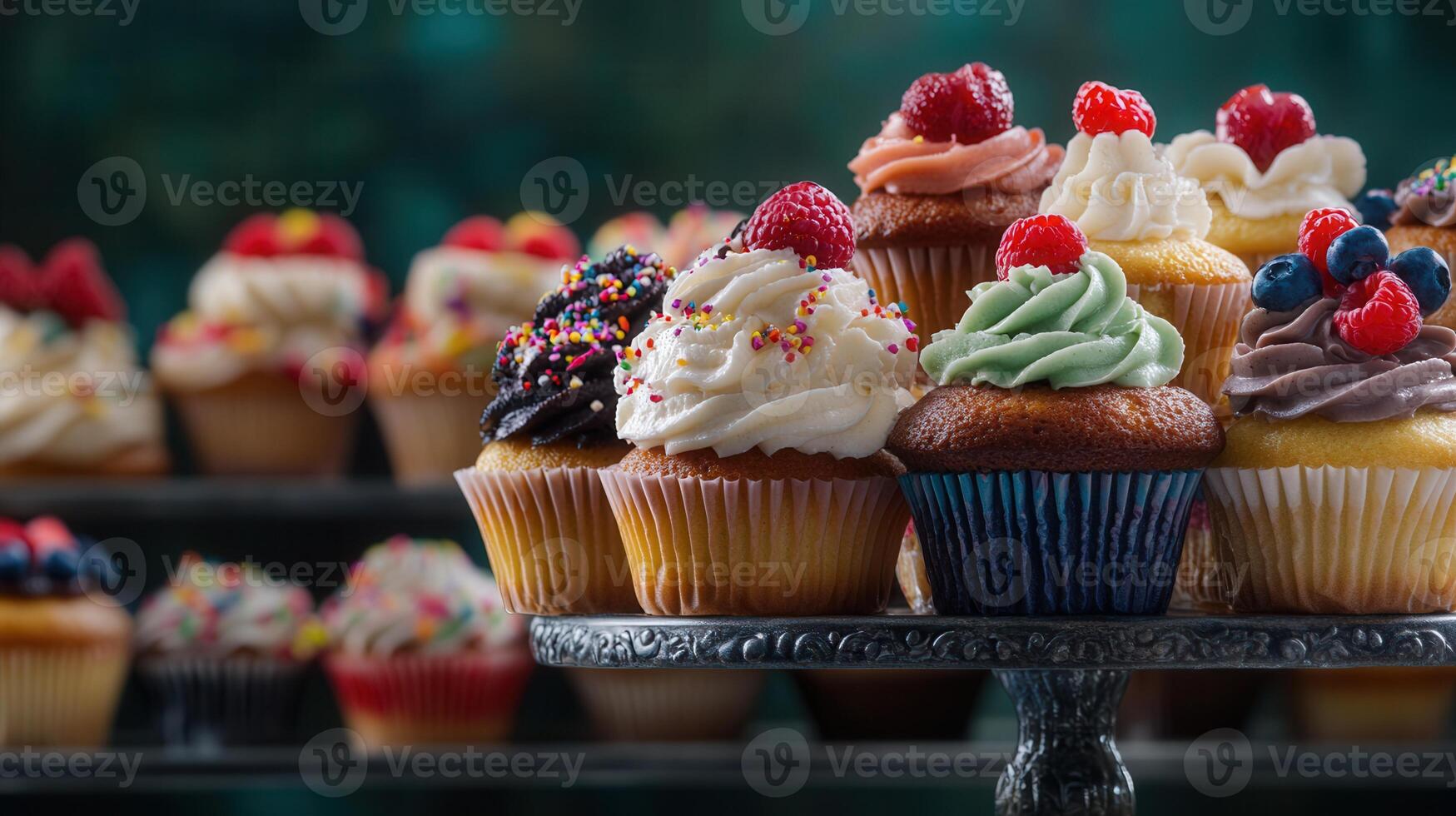 Assorted cupcakes with colorful frosting and creative toppings for a sweet treat experience perfect for any celebration or event photo