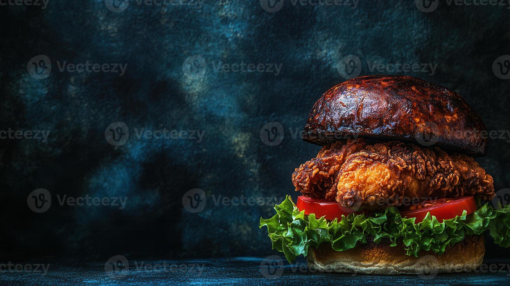 Savory chicken sandwich loaded with fresh lettuce and ingredients for a delicious and satisfying meal experience photo