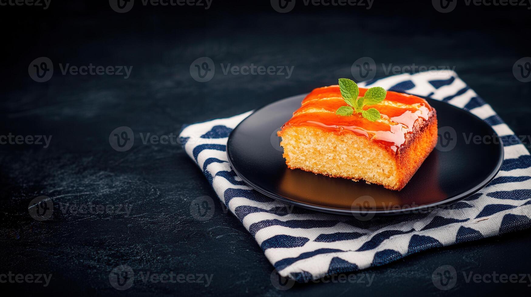 Tempting slice of vanilla cake with whipped cream on a decorative plate ready to delight dessert lovers everywhere photo