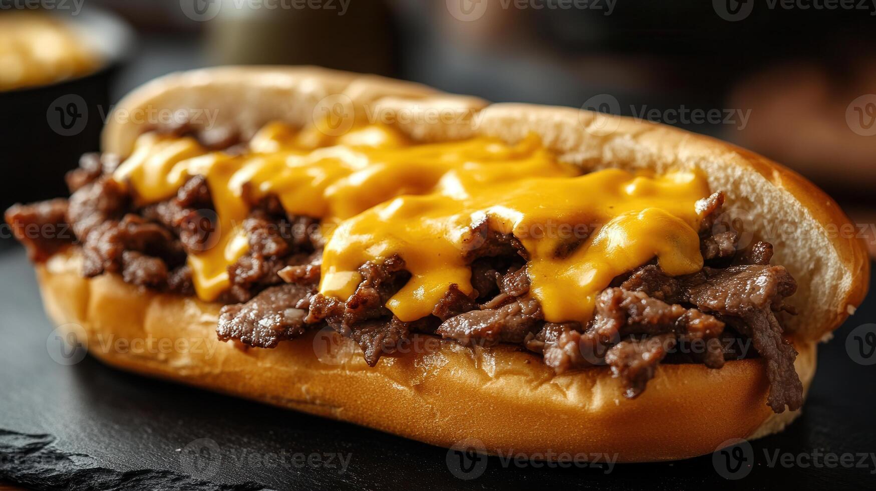 Delectable sandwich featuring a generous cheese topping and fresh ingredients perfect for a quick and tasty lunch photo