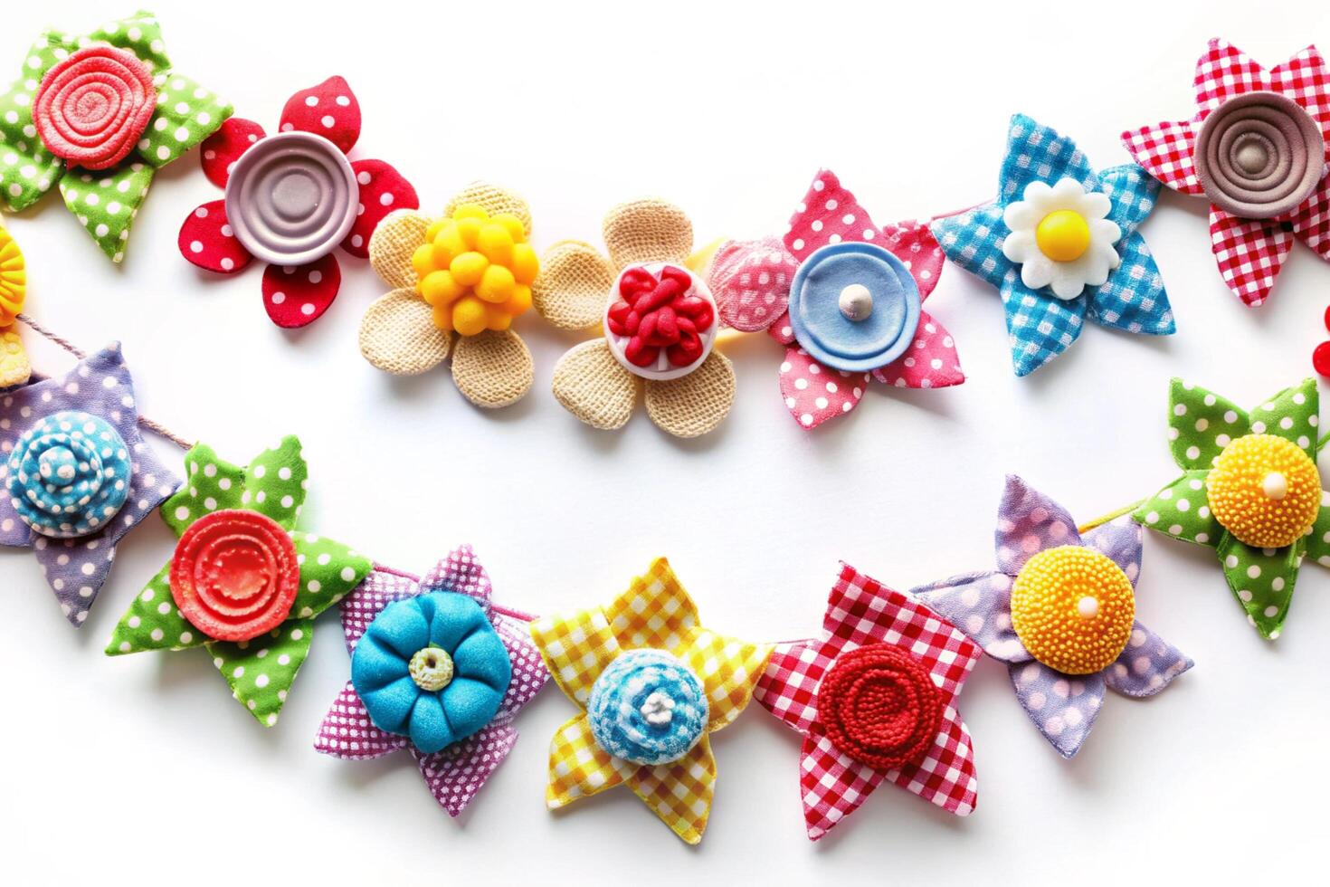 Decorative fabric flags with bright patterns, showcasing a joyful and colorful atmosphere for parties and special occasions photo