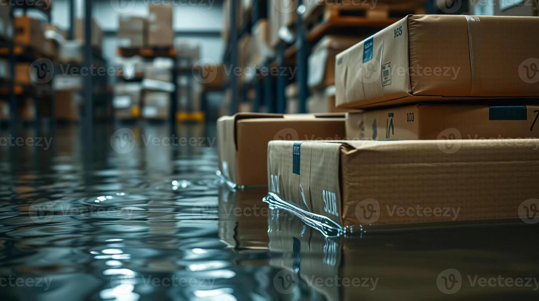 Boxes stacked on top of each other in a warehouse photo