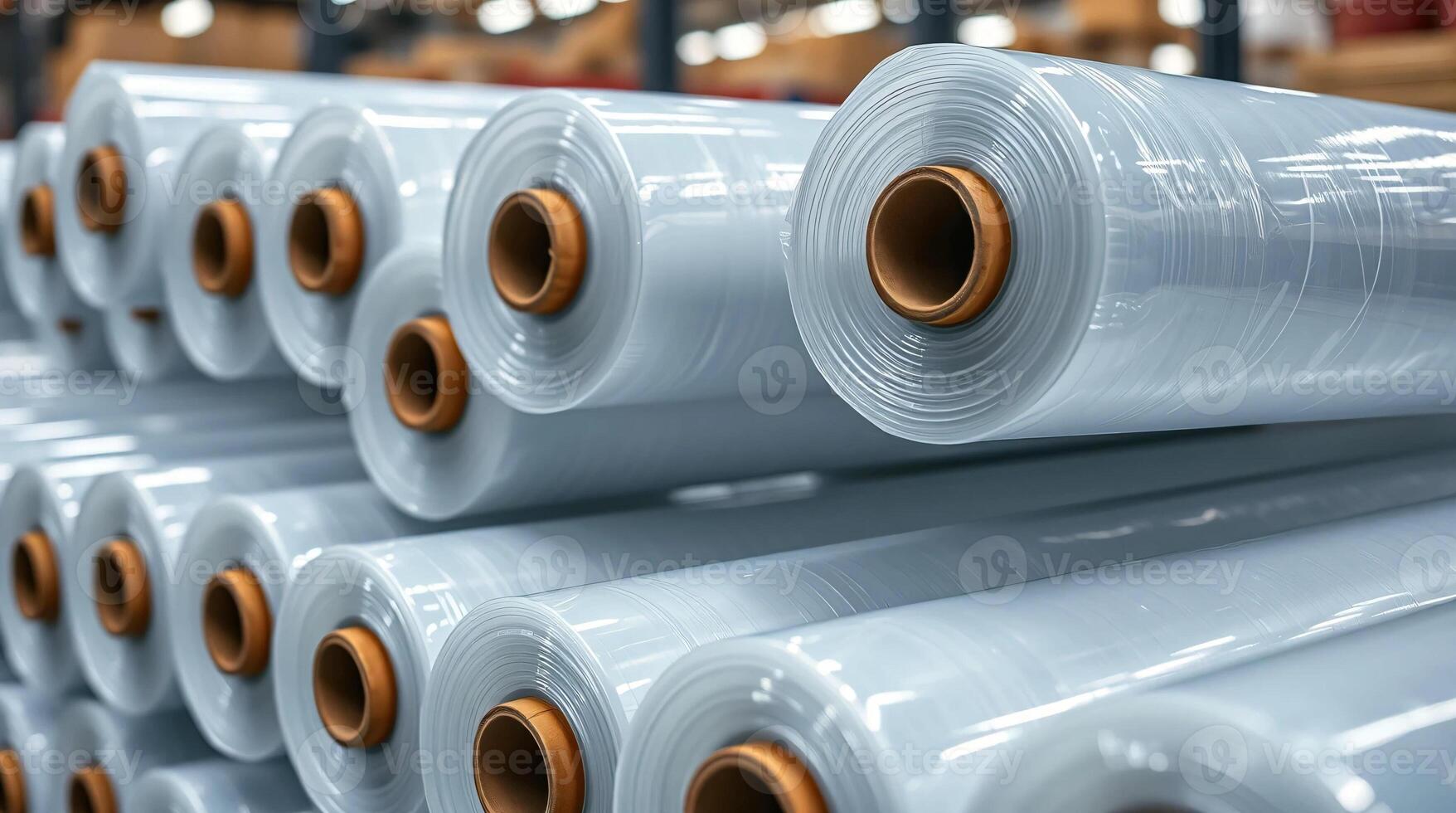 A large stack of clear plastic sheets photo