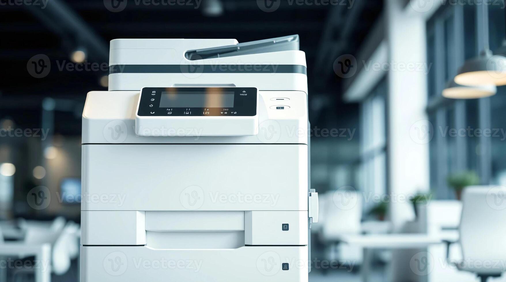 A white printer is sitting in a room photo