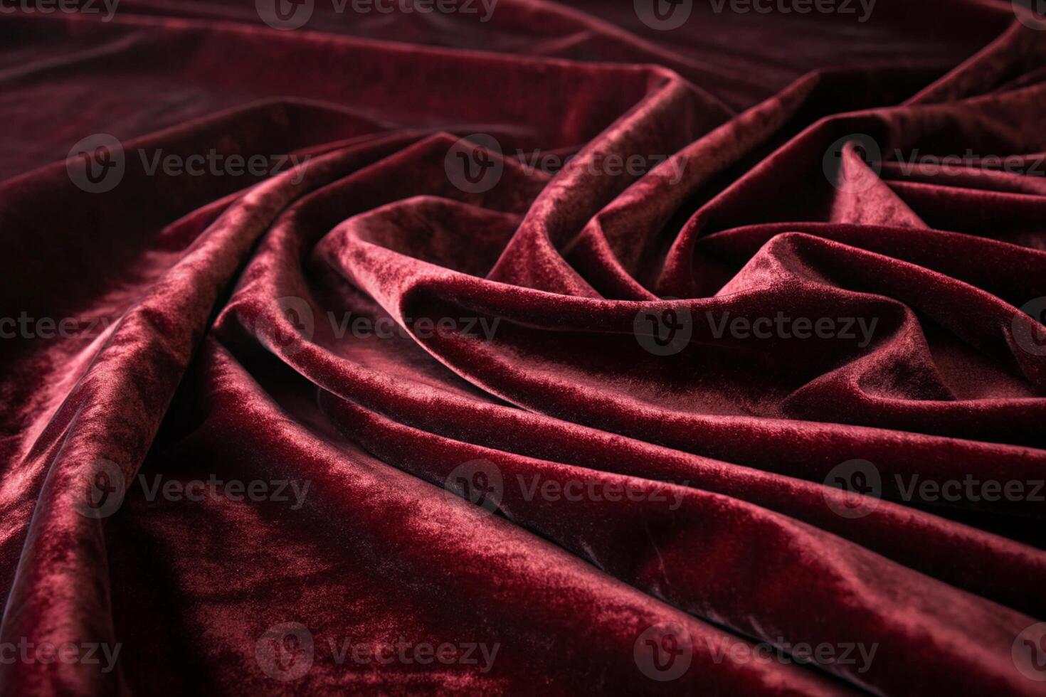 flowing velvet fabric in rich red hues, captured in intricate folds, offering a plush background for high end designs photo