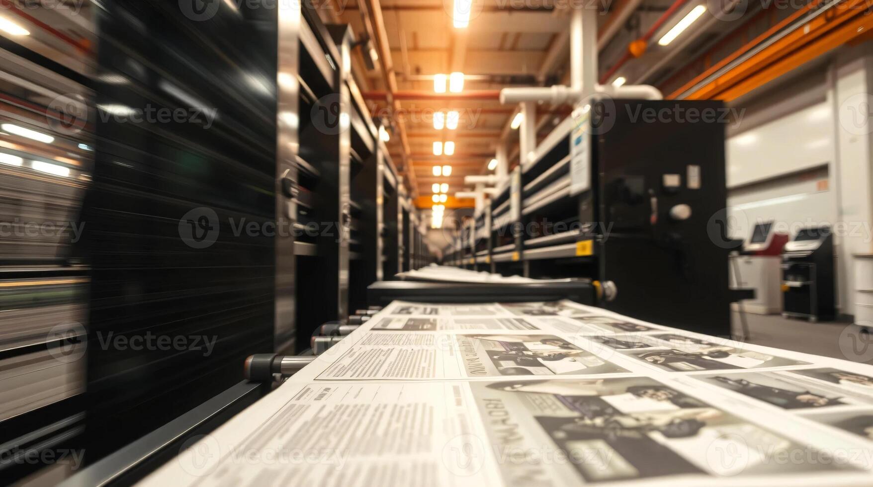 A newspaper is being printed on a machine photo