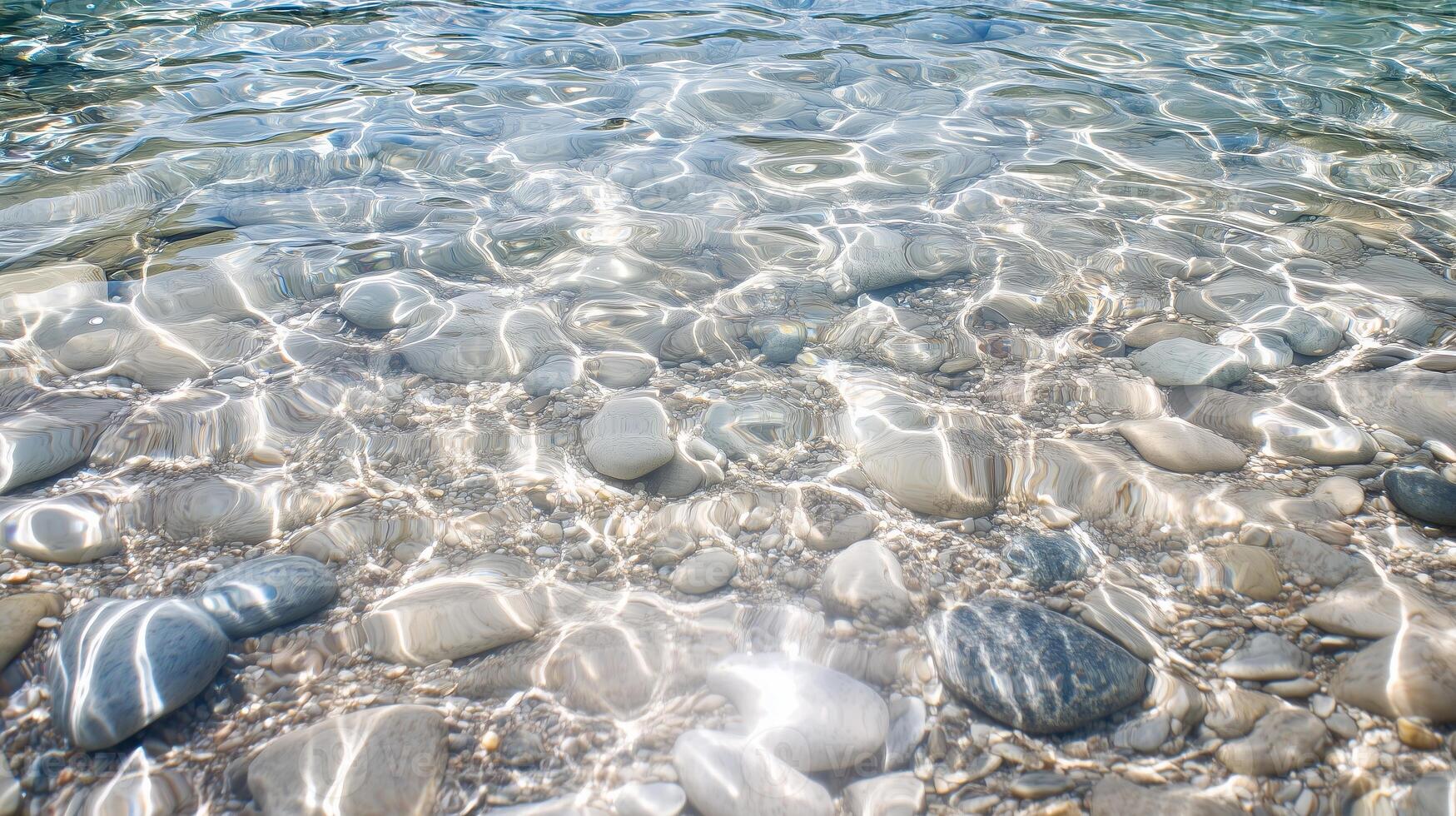 A clear body of water with rocks and pebbles photo
