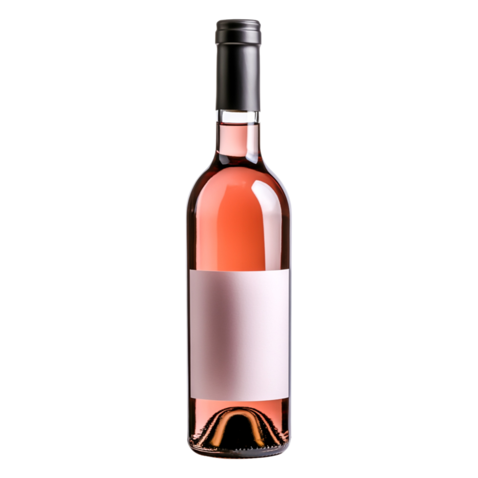 Elegant Rose Wine Bottle with Blank Label on Isolated png