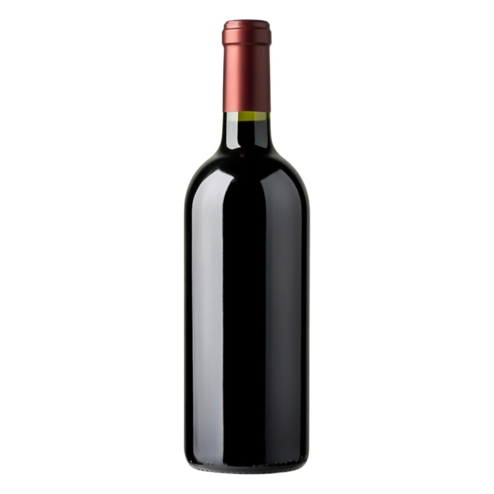 Elegant Red Wine Bottle with Corked Top png