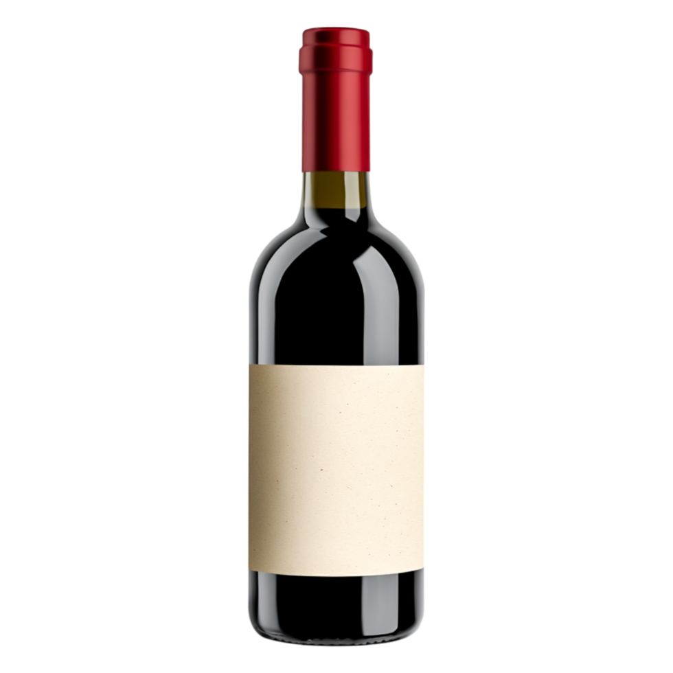 Elegant Red Wine Bottle with Blank Label png