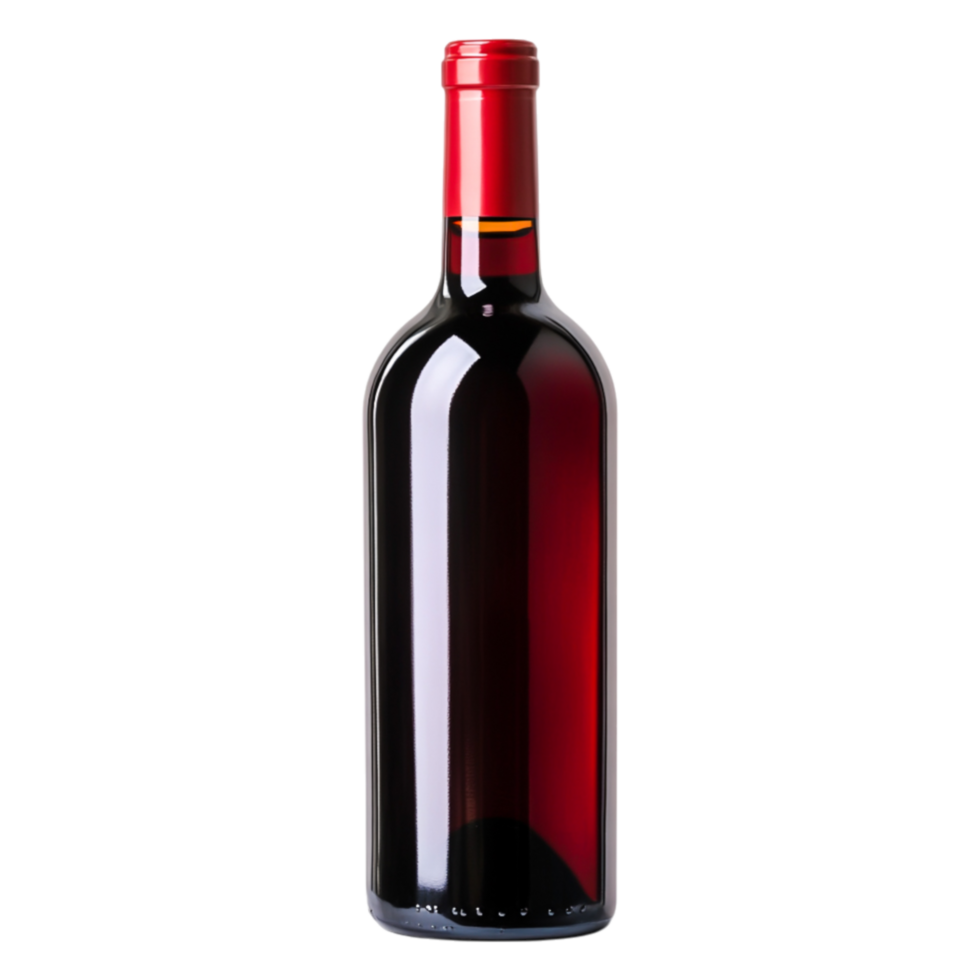 Elegant Red Wine Bottle with Cork and Bright Label png