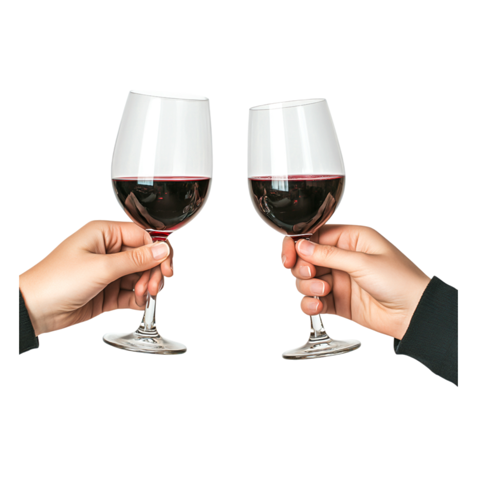 Cheerful Toast with Red Wine Glasses by Friends Celebrating Together png